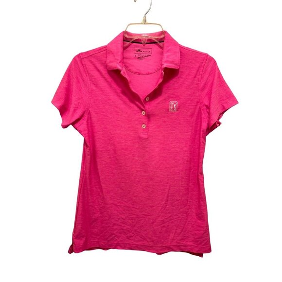 Women's Size Small Peter Millar Jersey Polo Shirt Pink - Picture 1 of 5